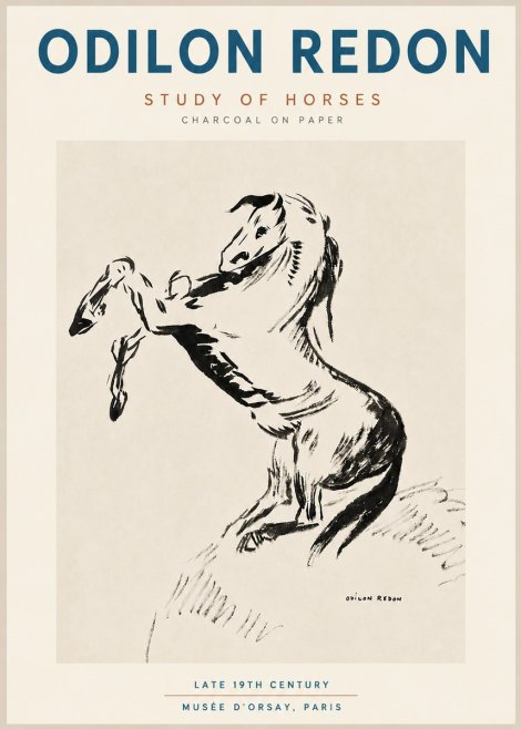Odilon Redon Study of Horses No4 - Plakat