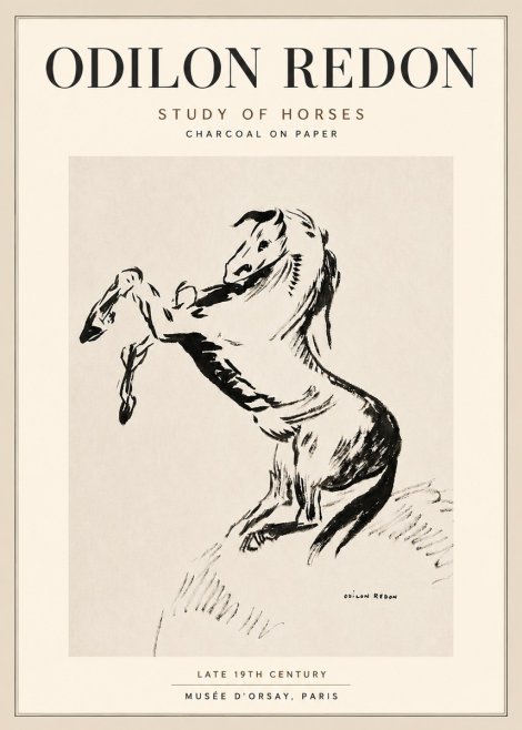Odilon Redon Study of Horses No5 - Plakat