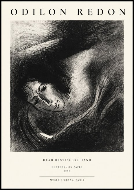Odilon Redon Head Resting on Hand No1 - Plakat