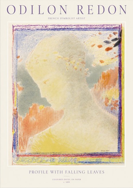 Odilon Redon Profile with Falling Leaves No1 - Plakat