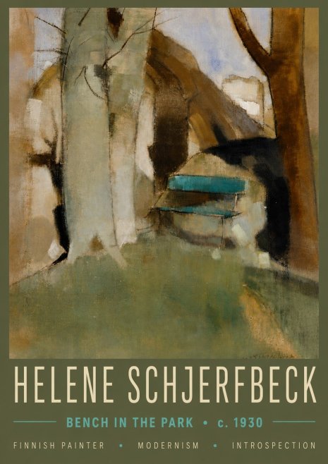 Helene Schjerfbeck Bench in the Park No5 - Plakat