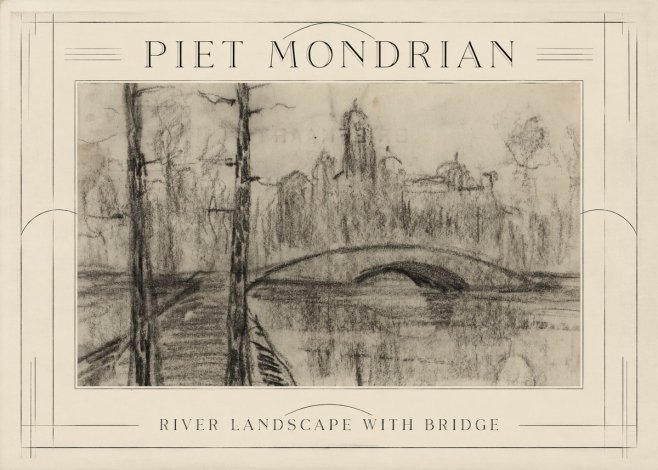 Piet Mondrian River Landscape with Bridge No1 - Plakat