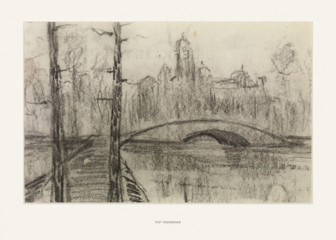 Piet Mondrian River Landscape with Bridge No5 - Plakat