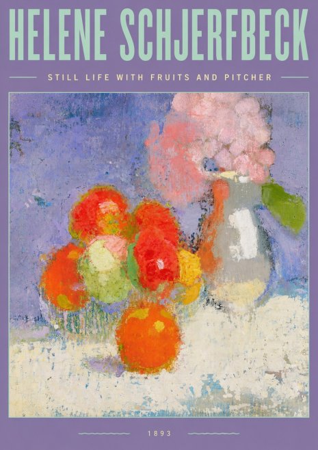 Helene Schjerfbeck Still Life with Fruits and Pitcher No3 - Plakat