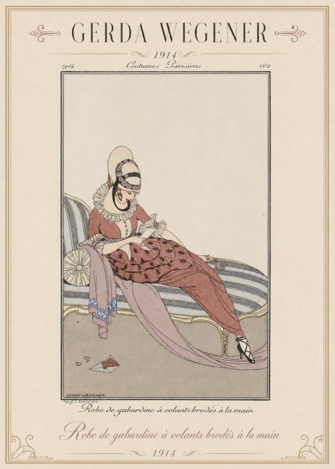 Gerda Wegener Robe De Gabardine À Volants Brodés À La Main II No1 - Plakat