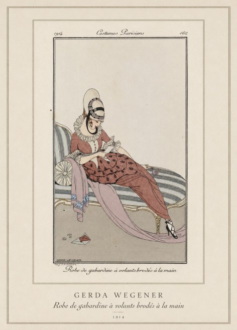 Gerda Wegener Robe De Gabardine À Volants Brodés À La Main II No3 - Plakat
