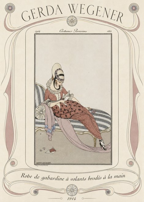 Gerda Wegener Robe De Gabardine À Volants Brodés À La Main II No4 - Plakat