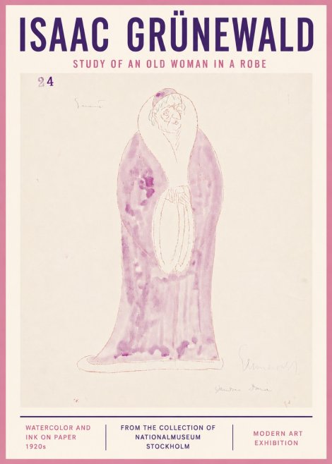 Isaac Grünewald Study of an Old Woman in a Robe No4 - Plakat