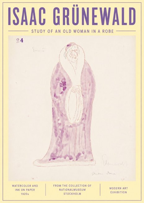 Isaac Grünewald Study of an Old Woman in a Robe No6 - Plakat