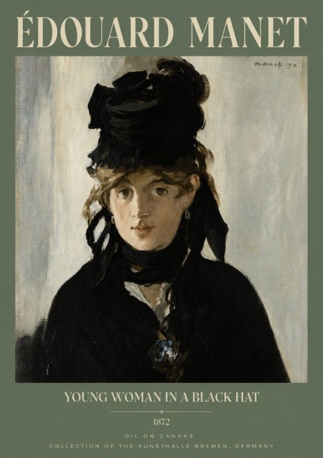Édouard Manet Young Woman in a Black Hat I No3 - Plakat