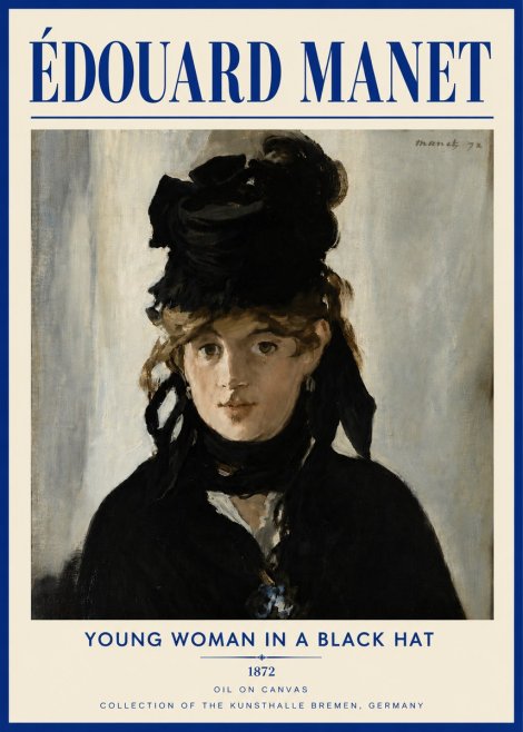 Édouard Manet Young Woman in a Black Hat I No5 - Plakat