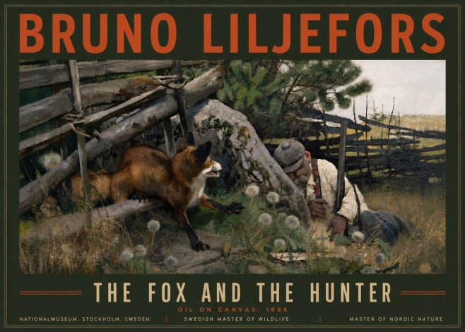 Bruno Liljefors The Fox and the Hunter No6 - Plakat