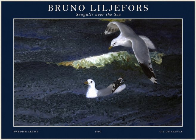 Bruno Liljefors Seagulls over the Sea No1 - Plakat
