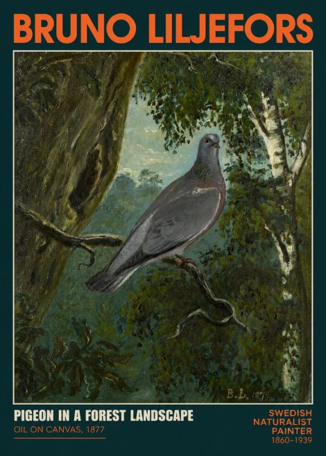 Bruno Liljefors Pigeon in a Forest Landscape No2 - Plakat