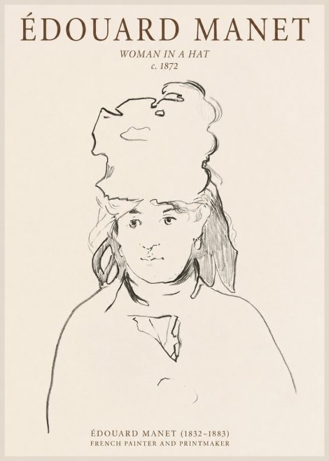 Édouard Manet Woman in a Hat No1 - Plakat