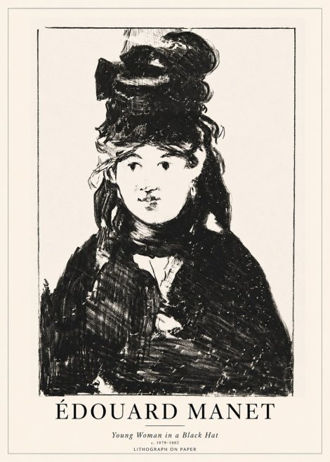 Édouard Manet Young Woman in a Black Hat II No1 - Plakat