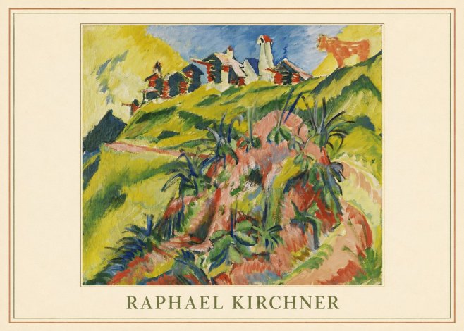 Raphael Kirchner Hillside Dwellings with Alpine Cow No4 - Plakat