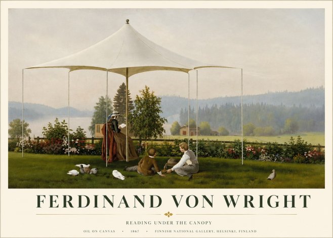 Ferdinand von Wright Reading Under the Canopy No3 - Plakat