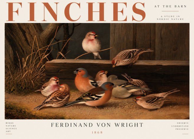 Ferdinand von Wright Finches No5 - Plakat