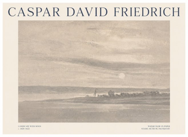 Caspar David Friedrich Landscape with Moon No1 - Plakat