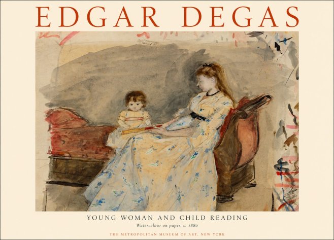 Edgar Degas Young Woman and Child Reading No1 - Plakat