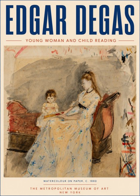 Edgar Degas Young Woman and Child Reading No6 - Plakat
