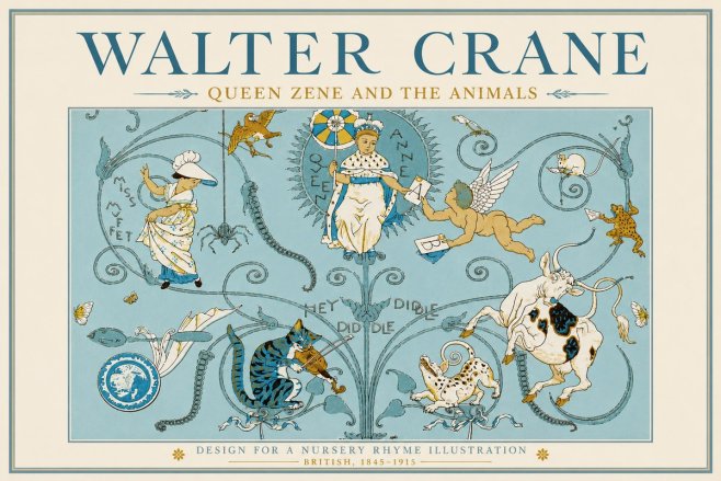 Walter Crane Queen Zene and the Animals No3 - Plakat