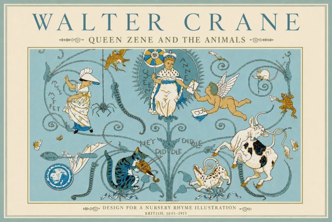 Walter Crane Queen Zene and the Animals No4 - Plakat