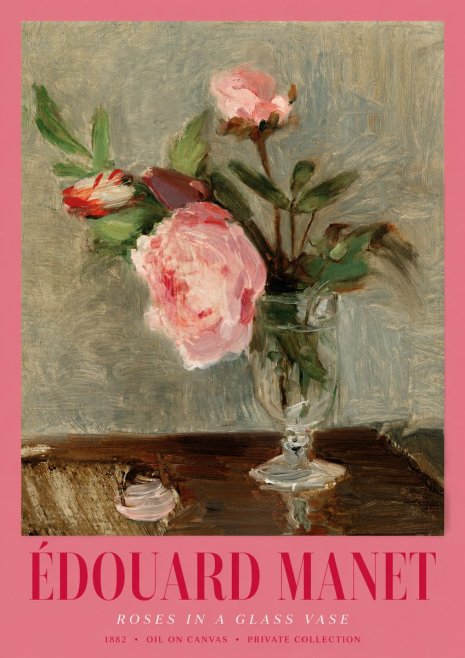 Édouard Manet Roses in a Glass Vase No2 - Plakat