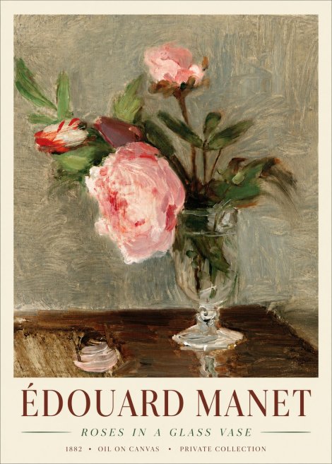 Édouard Manet Roses in a Glass Vase No4 - Plakat