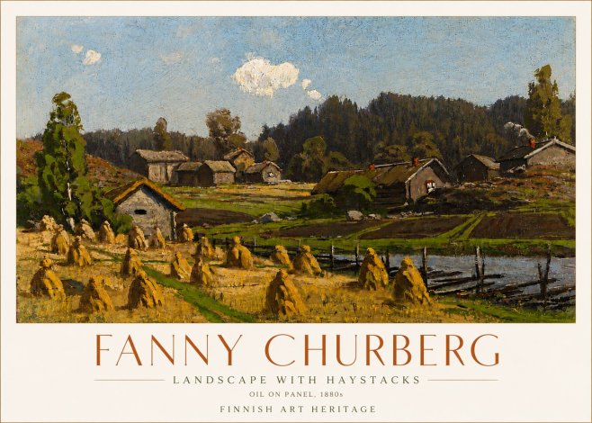 Fanny Churberg Landscape with Haystacks No6 - Plakat