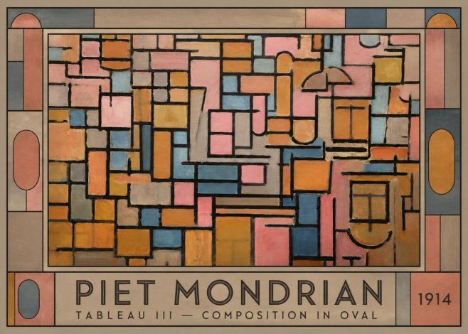 Piet Mondrian Tableau Iii — Composition in Oval No1 - Plakat