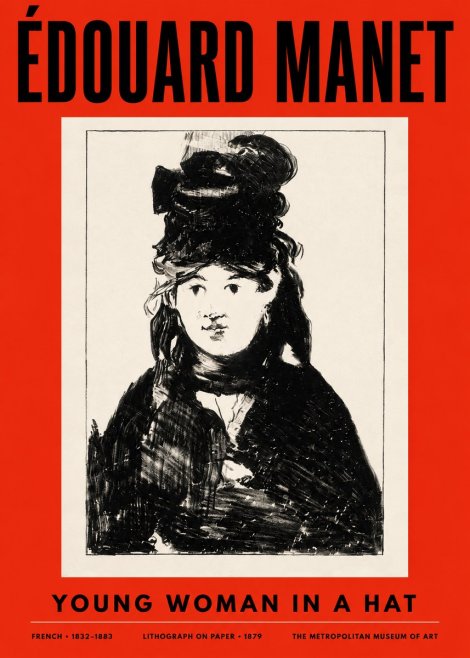 Édouard Manet Young Woman in a Hat II No2 - Plakat
