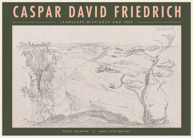 Caspar David Friedrich Landscape with Rocks and a Tree No5 - Plakat