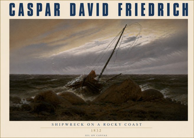 Caspar David Friedrich Shipwreck on a Rocky Coast No4 - Plakat