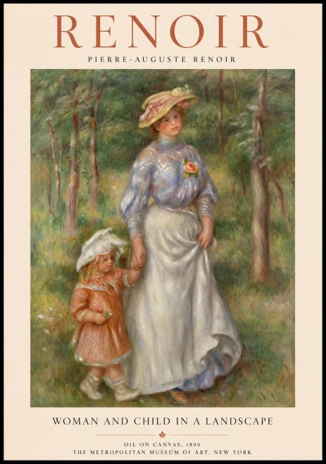 Renoir Woman and Child in a Landscape I No1 - Plakat