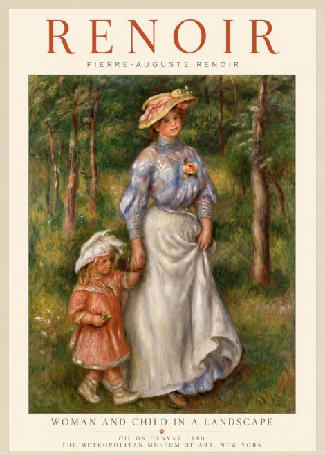 Renoir Woman and Child in a Landscape I No4 - Plakat