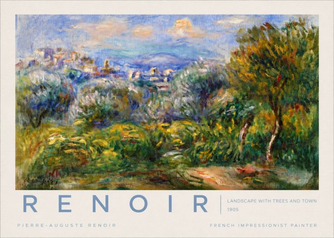 Renoir Landscape with Trees and Town No4 - Plakat