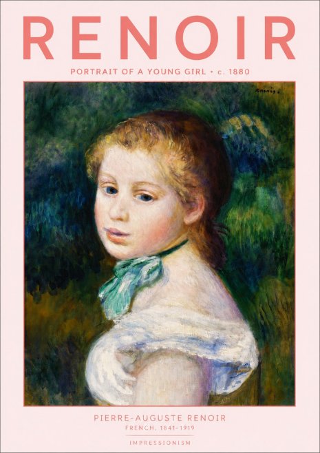 Renoir Young Girl with a Green Ribbon No4 - Plakat