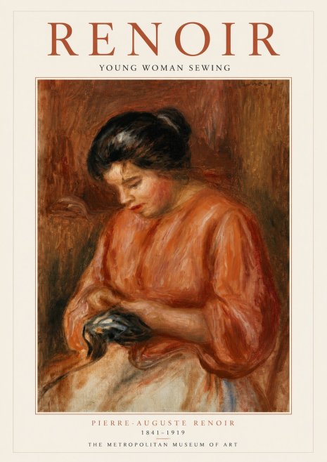 Renoir Young Woman Sewing No6 - Plakat