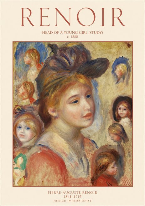 Renoir Head of a Young Girl (Study) No1 - Plakat