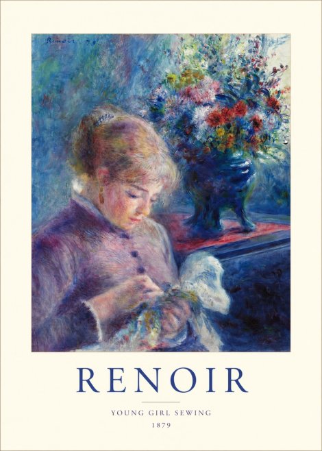 Renoir Young Girl Sewing No1 - Plakat
