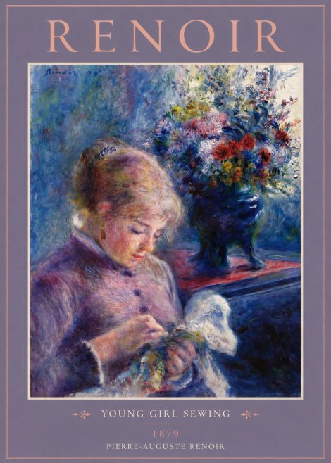 Renoir Young Girl Sewing No4 - Plakat