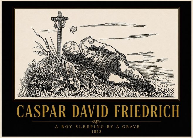 Caspar David Friedrich A Boy Sleeping by a Grave No5 - Plakat