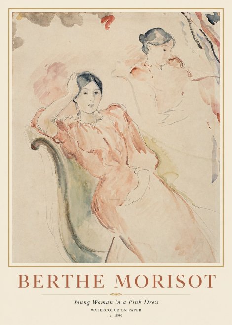 Berthe Morisot Young Woman in a Pink Dress II No1 - Plakat