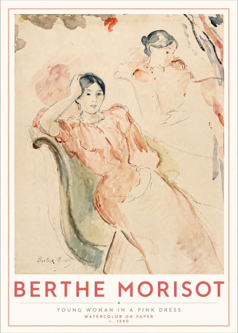 Berthe Morisot Young Woman in a Pink Dress II No3 - Plakat