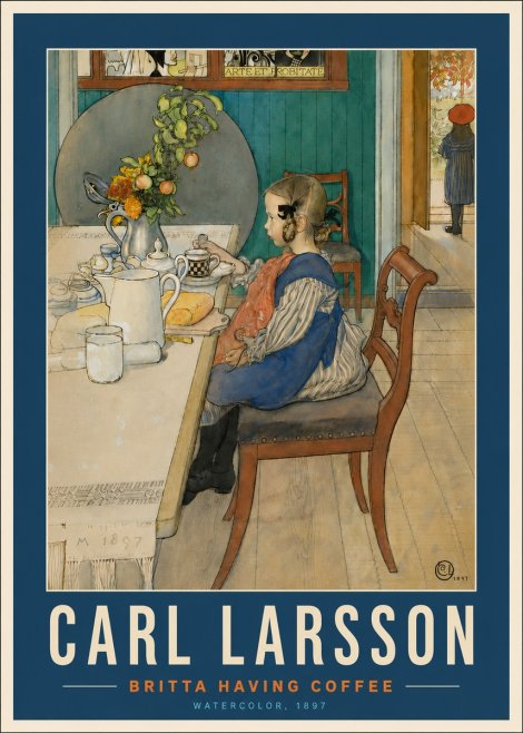 Carl Larsson Britta Having Coffee No6 - Plakat