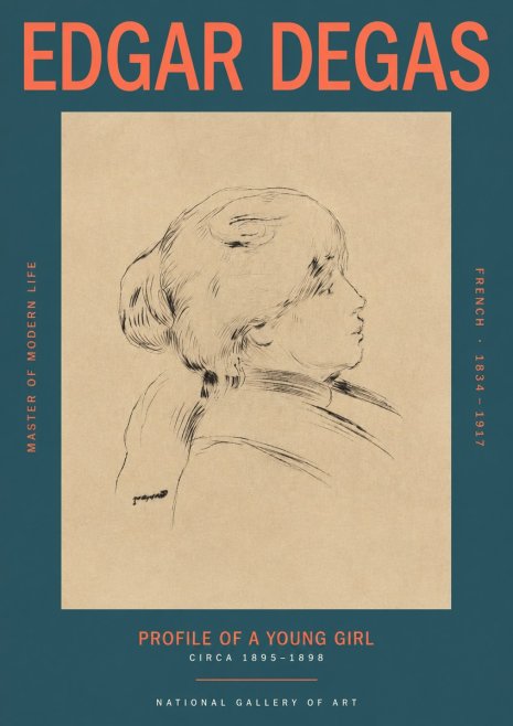 Edgar Degas Profile of a Young Girl No2 - Plakat
