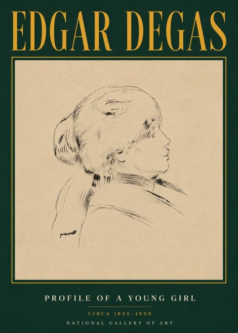 Edgar Degas Profile of a Young Girl No4 - Plakat