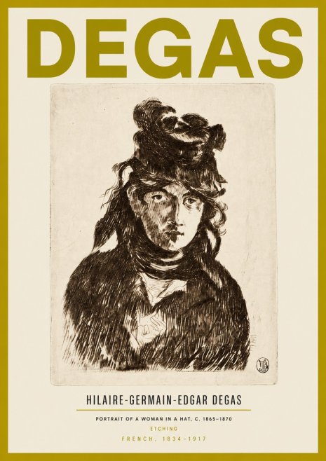 Edgar Degas Portrait of a Woman in a Hat No3 - Plakat
